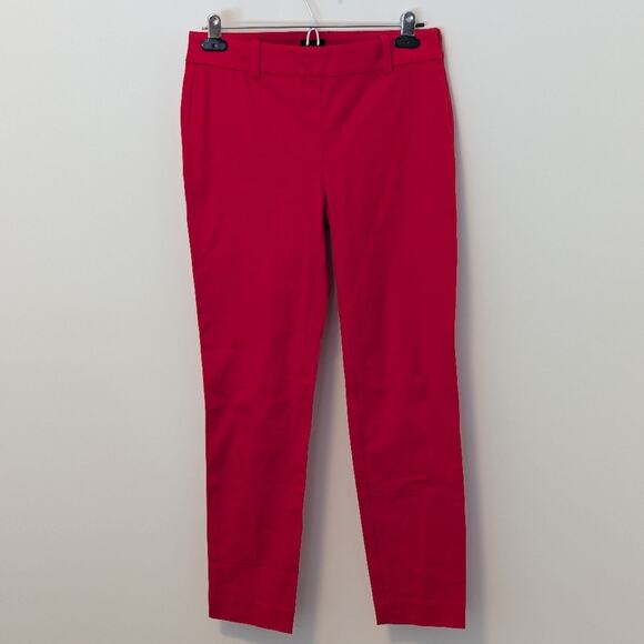 J.Crew Winnie Red Cotton Elastane Dress Work Business Pants Side Zip, Sz 2 - Picture 2 of 6